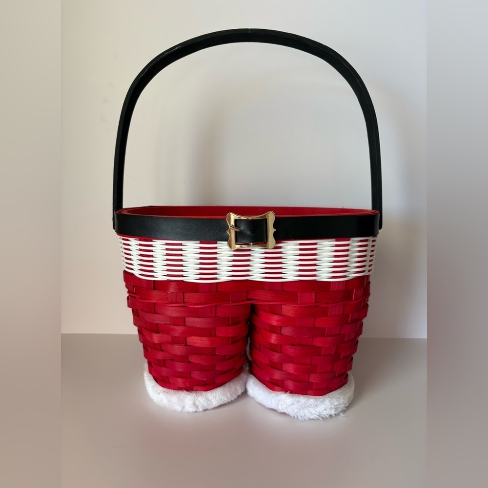 Vintage NEW Michaels Santa Pants Christmas Basket-Handle is Moveable-Never Used
